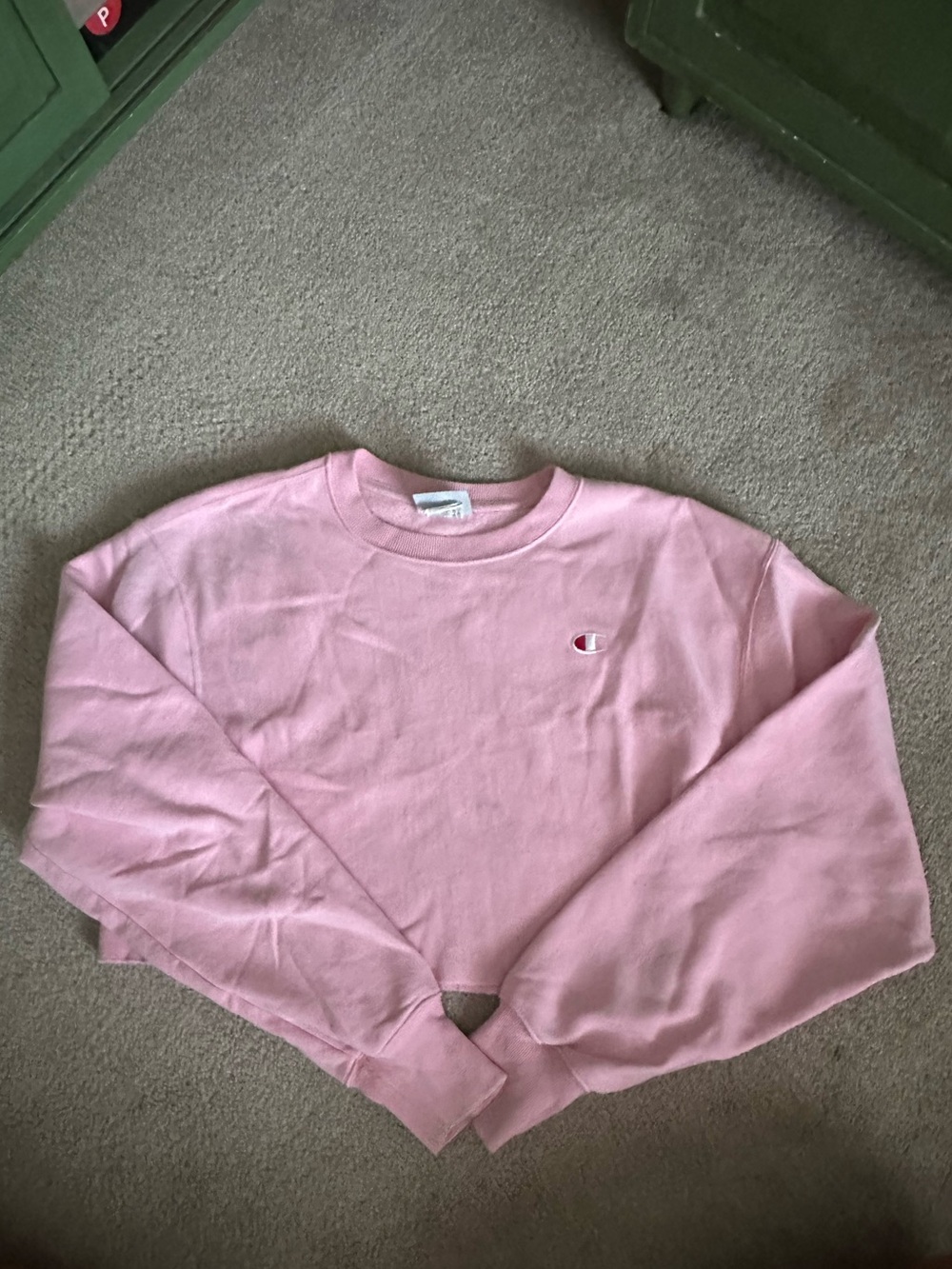 Champion Pink Crewneck Sweatshirt cropped reverse weave